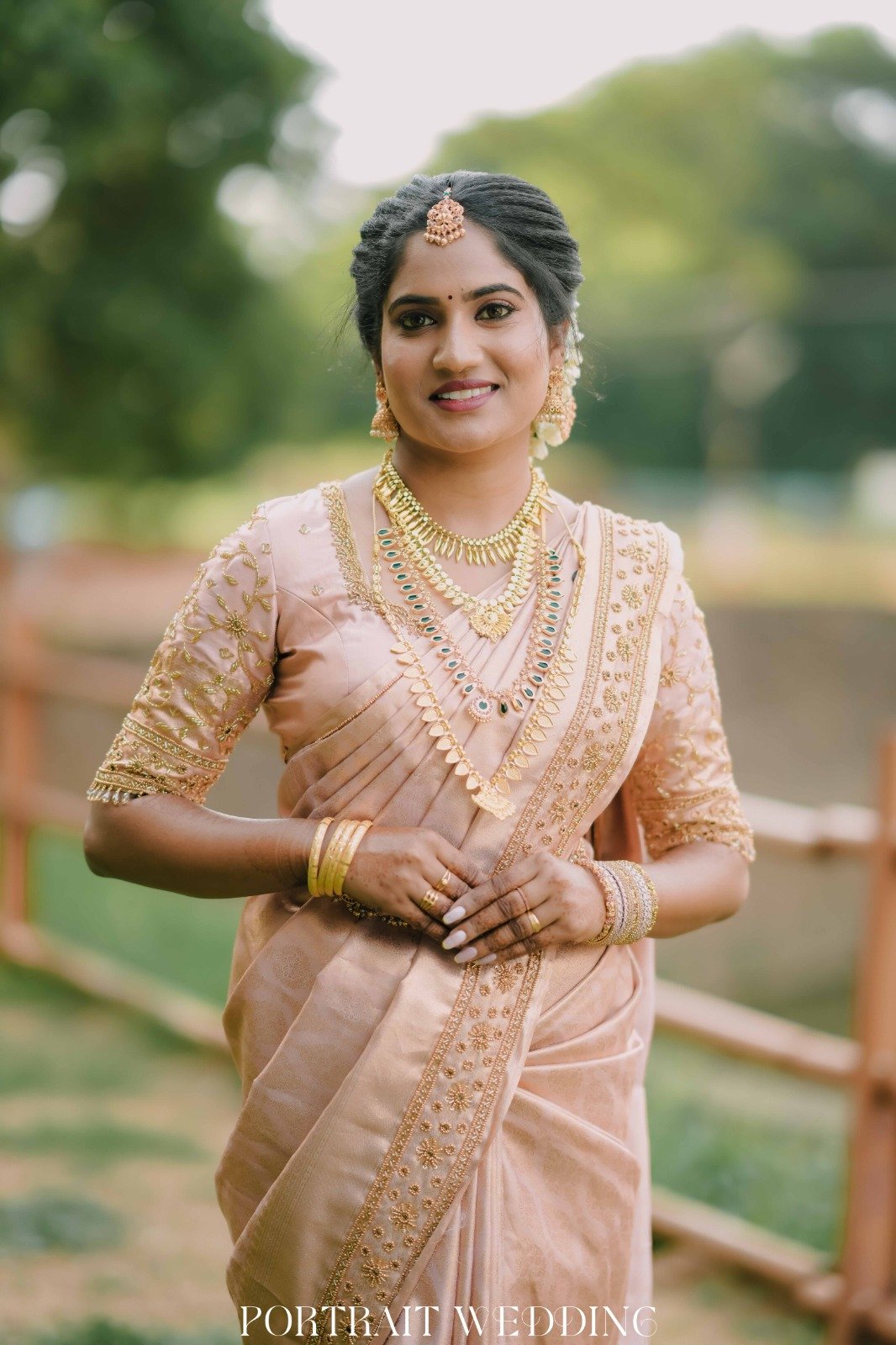 South Indian Bride Temple Jewelry Close-up